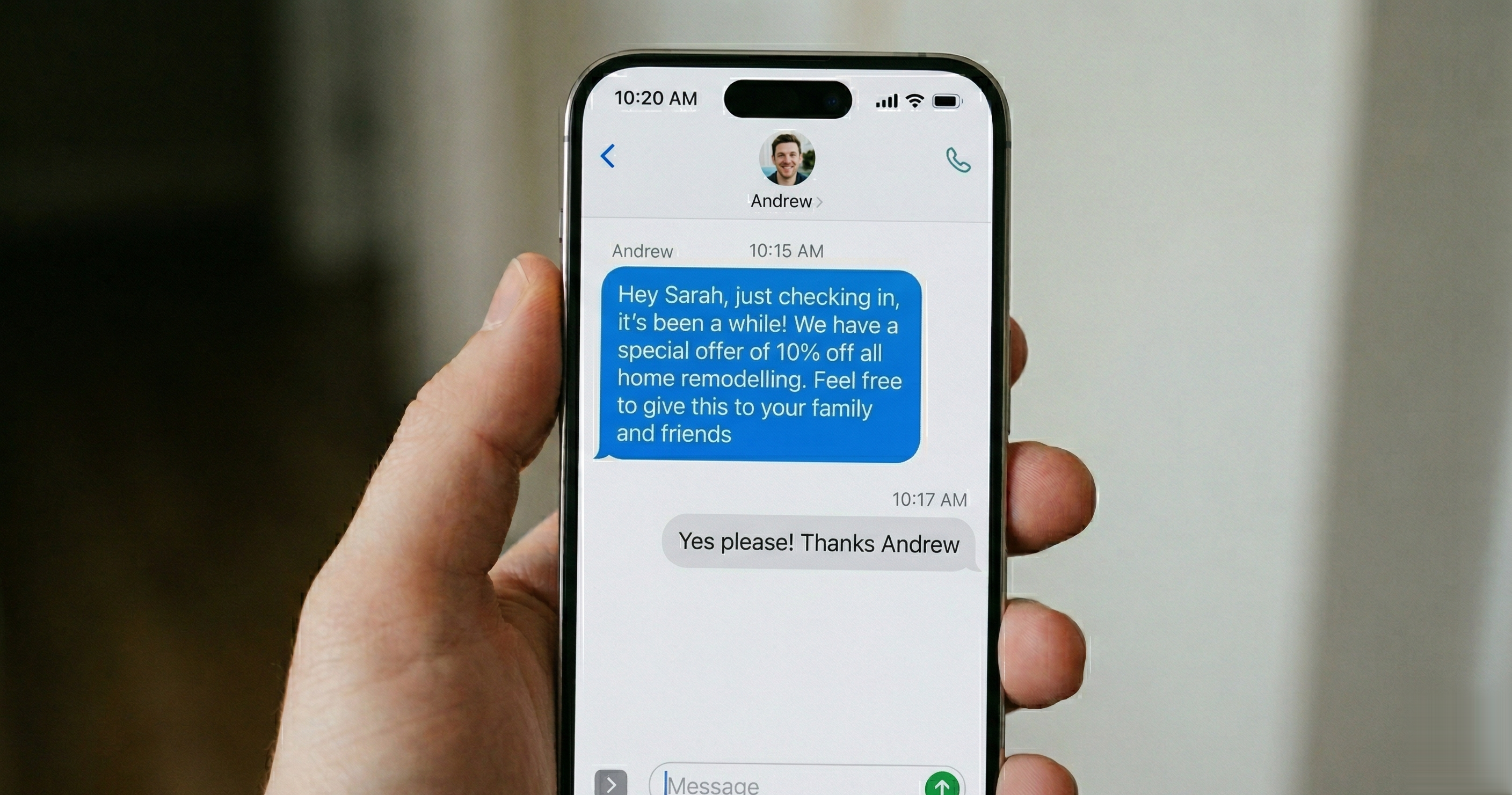 SMS re-engagement campaign sending special offer to past customers
