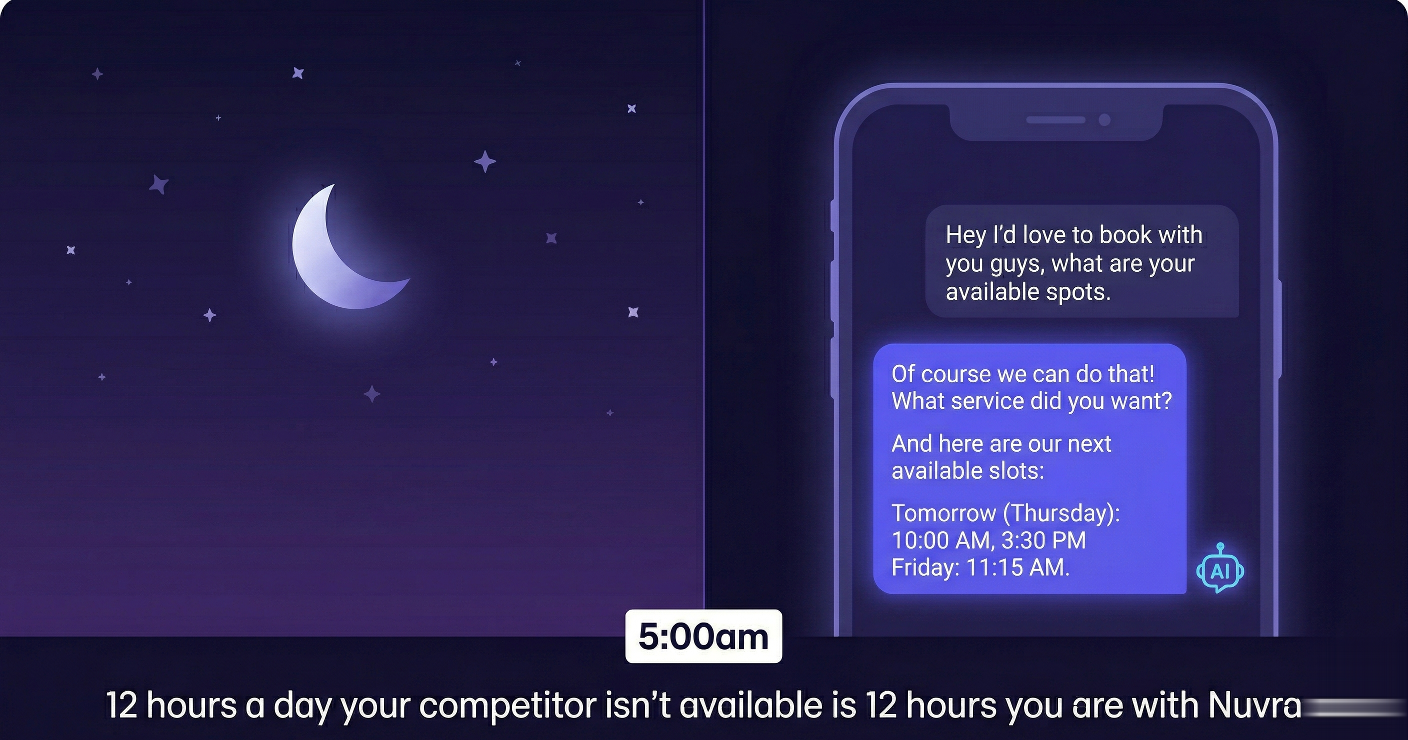 AI chat available 24/7 booking jobs after hours for local business